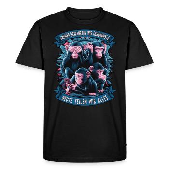 Drôle de singe disant téléphone portable médias sociaux - T-shirt Premium bio Homme - noir - Devant - Nico (187cm)