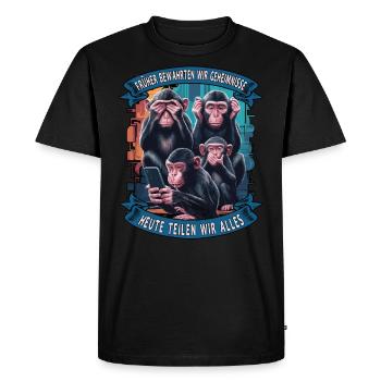 Drôle de singe disant téléphone portable médias sociaux - T-shirt Premium bio Homme - noir - Devant - Nico (187cm)
