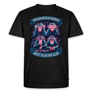 Drôle de singe disant téléphone portable médias sociaux - T-shirt Premium bio Homme - noir - Devant - Nico (187cm)