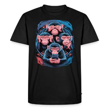 Singe sage avec téléphone portable drôle conception de médias sociaux - T-shirt Premium bio Homme - noir - Devant - Nico (187cm)