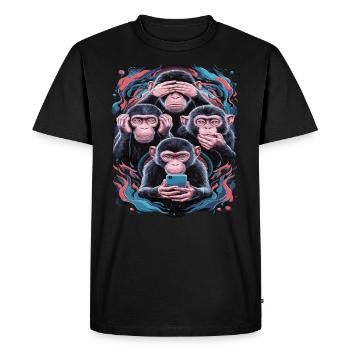 singe sage avec téléphone portable drôle multi conception multimédia - T-shirt Premium bio Homme - noir - Devant - Nico (187cm)