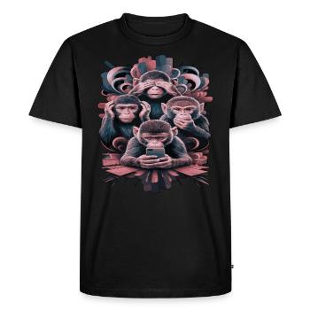 singe sage avec téléphone portable drôle multi conception multimédia - T-shirt Premium bio Homme - noir - Devant - Nico (187cm)
