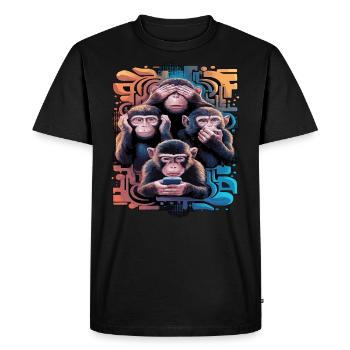 singe sage avec téléphone portable drôle multi conception multimédia - T-shirt Premium bio Homme - noir - Devant - Nico (187cm)