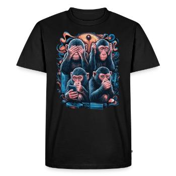 singe sage avec téléphone portable drôle multi conception multimédia - T-shirt Premium bio Homme - noir - Devant - Nico (187cm)