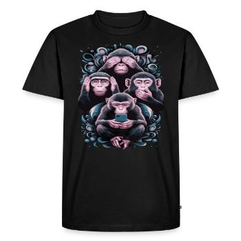 singe sage avec téléphone portable drôle multi conception multimédia - T-shirt Premium bio Homme - noir - Devant - Nico (187cm)