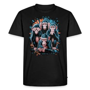 singe sage avec téléphone portable drôle multi conception multimédia - T-shirt Premium bio Homme - noir - Devant - Nico (187cm)