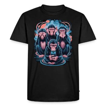 singe sage avec téléphone portable drôle multi conception multimédia - T-shirt Premium bio Homme - noir - Devant - Nico (187cm)