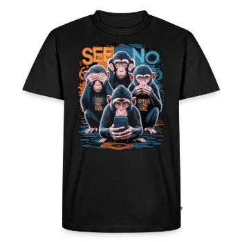 singe sage avec téléphone portable drôle multi conception multimédia - T-shirt Premium bio Homme - noir - Devant - Nico (187cm)