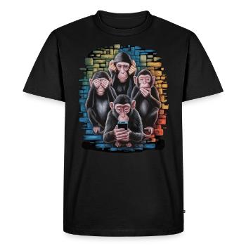singe sage avec téléphone portable drôle multi conception multimédia - T-shirt Premium bio Homme - noir - Devant - Nico (187cm)