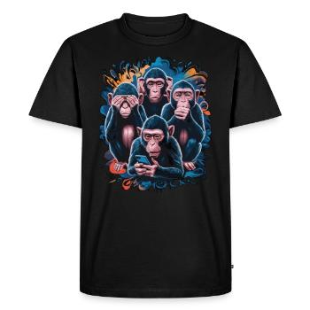 singe sage avec téléphone portable drôle multi conception multimédia - T-shirt Premium bio Homme - noir - Devant - Nico (187cm)