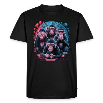 singe sage avec téléphone portable drôle multi conception multimédia - T-shirt Premium bio Homme - noir - Devant - Nico (187cm)
