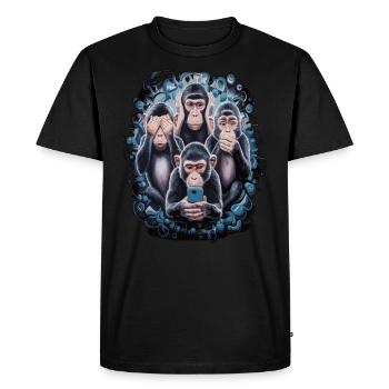 singe sage avec téléphone portable drôle multi conception multimédia - T-shirt Premium bio Homme - noir - Devant - Nico (187cm)