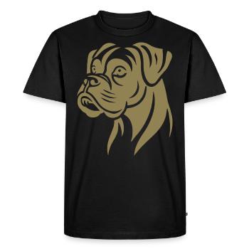 Chien Boxer Tête Silhouette Minimaliste - T-shirt Premium bio Homme - noir - Devant - Nico (187cm)