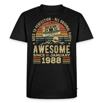 Birthday January 1988 | January 1988 Gift - Men's Premium Organic T-Shirt - black - Front - Nico (187cm)