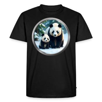 Panda and Cub - Men's Premium Organic T-Shirt - black - Front - Nico (187cm)