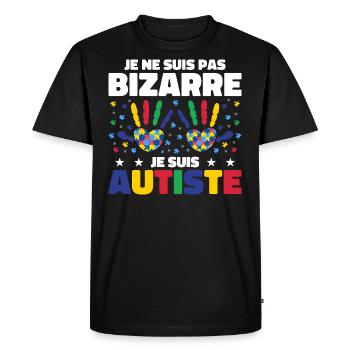 Je ne suis pas bizarre je suis autiste - T-shirt Premium bio Homme - noir - Devant - Nico (187cm)
