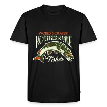 fishing, pike, northern, - Men's Premium Organic T-Shirt - black - Front - Nico (187cm)