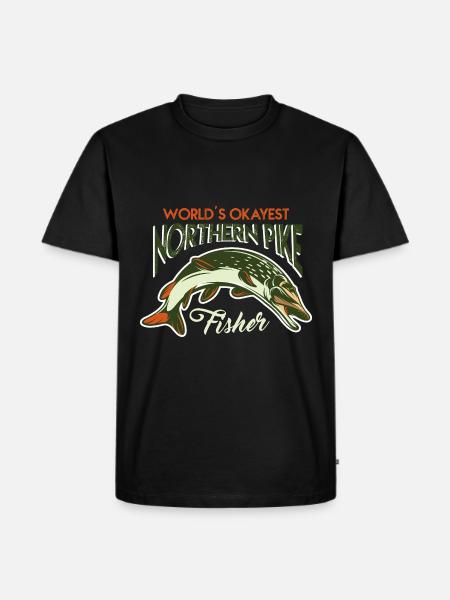 fishing, pike, northern, - Männer Premium Bio T-Shirt - Schwarz
