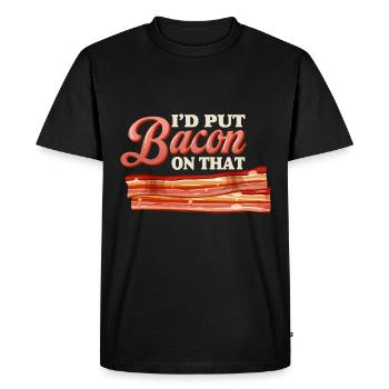 Je mettrais du bacon sur le drôle d’amateur de bacon - T-shirt Premium bio Homme - noir - Devant - Nico (187cm)