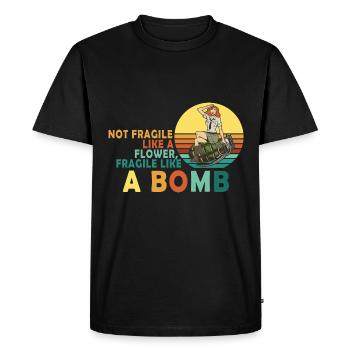 Pas fragile comme une fleur, mais un - T-shirt Premium bio Homme - noir - Devant - Nico (187cm)