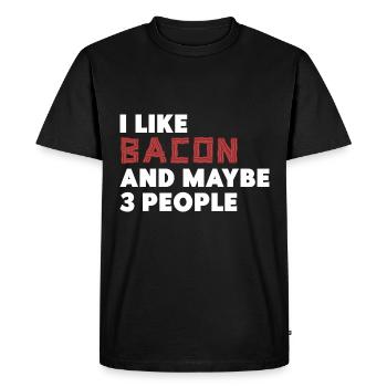 J’aime le bacon et peut-être trois personnes - T-shirt Premium bio Homme - noir - Devant - Nico (187cm)