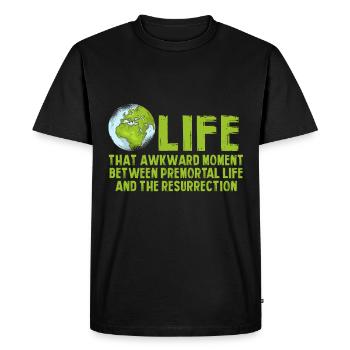 Vie Le moment embarrassant entre deux vies - T-shirt Premium bio Homme - noir - Devant - Nico (187cm)