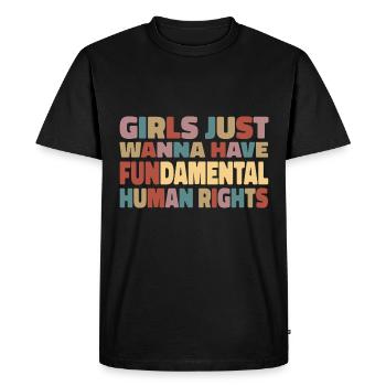Girls Just want to Have Basic Human Rights - Men's Premium Organic T-Shirt - black - Front - Nico (187cm)