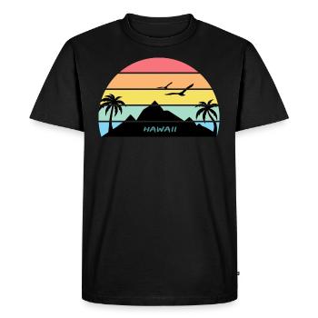 Hawaii Palm Volcano Waikiki Oahu Gift Souvenir - Men's Premium Organic T-Shirt - black - Front - Nico (187cm)