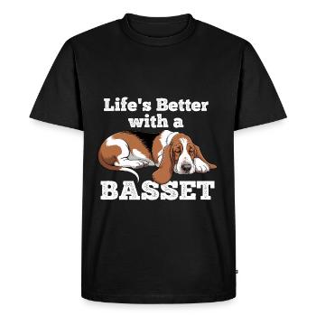 Life's Better With A Basset Hound - Men's Premium Organic T-Shirt - black - Front - Nico (187cm)