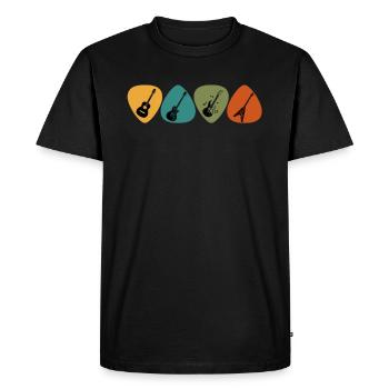 Médiator de Guitare vintage Cadeau de Guitariste - T-shirt Premium bio Homme - noir - Devant - Nico (187cm)