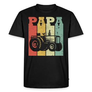 Papa tracteur agriculteur - T-shirt Premium bio Homme - noir - Devant - Nico (187cm)