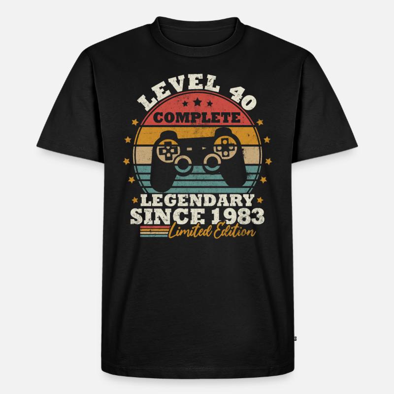Level 40 freigeschaltet - Männer Premium Bio T-Shirt - Schwarz