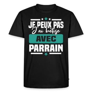 Je peux pas j ai bêtise avec parrain - T-shirt Premium bio Homme - noir - Devant - Nico (187cm)