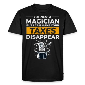 Comptable Magicien Faire disparaître les impôts Drôle - T-shirt Premium bio Homme - noir - Devant - Nico (187cm)