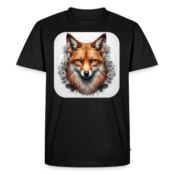 Fox with flowers - Men's Premium Organic T-Shirt - black - Front - Nico (187cm)