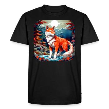 Renard asiatique - T-shirt Premium bio Homme - noir - Devant - Nico (187cm)