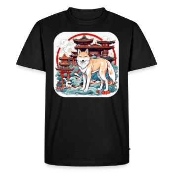 Renard asiatique - T-shirt Premium bio Homme - noir - Devant - Nico (187cm)