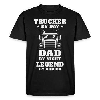 Trucker and Dad – Hero on the Road and at Home - Men's Premium Organic T-Shirt - black - Front - Nico (187cm)