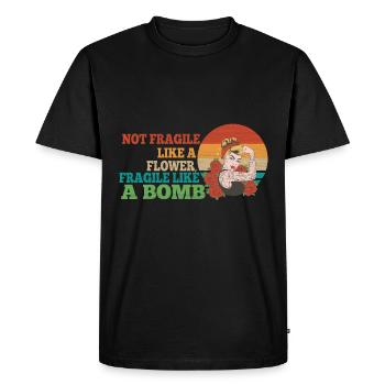 Pas fragile comme une fleur, mais un - T-shirt Premium bio Homme - noir - Devant - Nico (187cm)