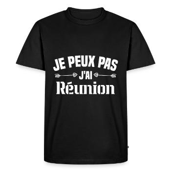 je peux pas j ai Réunion - T-shirt Premium bio Homme - noir - Devant - Nico (187cm)
