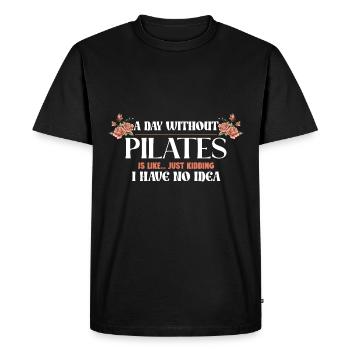 A Day Without Pilates Floral Motif Humor - Men's Premium Organic T-Shirt - black - Front - Nico (187cm)