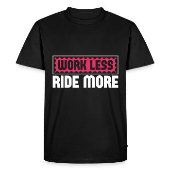Travailler moins, rouler plus - La liberté de la route - T-shirt Premium bio Homme - noir - Devant - Nico (187cm)