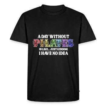 A Day Without Pilates Floral Motif Humor - Men's Premium Organic T-Shirt - black - Front - Nico (187cm)