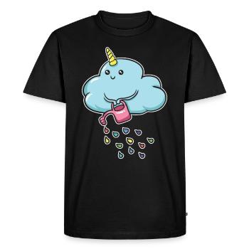 Licorne petit nuage avec froid arc-en-ciel coloré - T-shirt Premium bio Homme - noir - Devant - Nico (187cm)