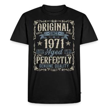 Né 1971 Original Vintage Anniversaire - T-shirt Premium bio Homme - noir - Devant - Nico (187cm)