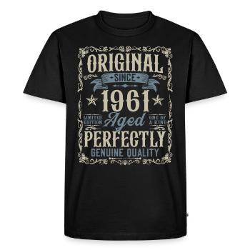 Born in 1961 Original Vintage Birthday - Men's Premium Organic T-Shirt - black - Front - Nico (187cm)