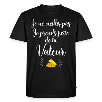 Aussi precieux que l'or humour retraités - T-shirt Premium bio Homme - noir - Devant - Nico (187cm)