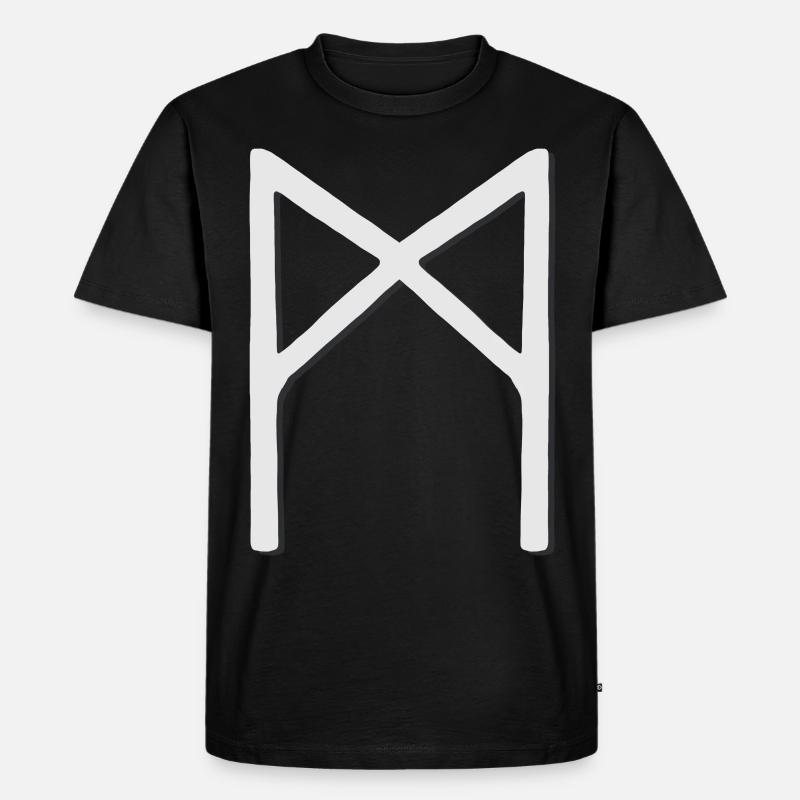 Futhark Runenalphabet Mannaz - Männer Premium Bio T-Shirt - Schwarz