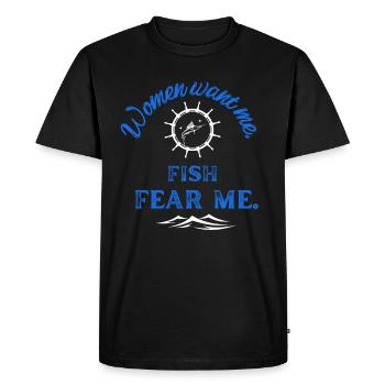 Les femmes me veulent - Les poissons ont peur de moi - Fishing Design - T-shirt Premium bio Homme - noir - Devant - Nico (187cm)