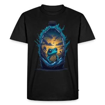 Frog Sunset Water Bottle - Men's Premium Organic T-Shirt - black - Front - Nico (187cm)